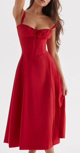 The Duchess: Boho Flowy Slit Lace Up Midi Dress* Identity Boutique The Duchess: Boho Flowy Slit Lace Up Midi Dress* Identity Boutique