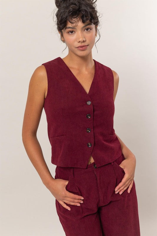 Wine Colored Corduroy Vest – Identity Boutique