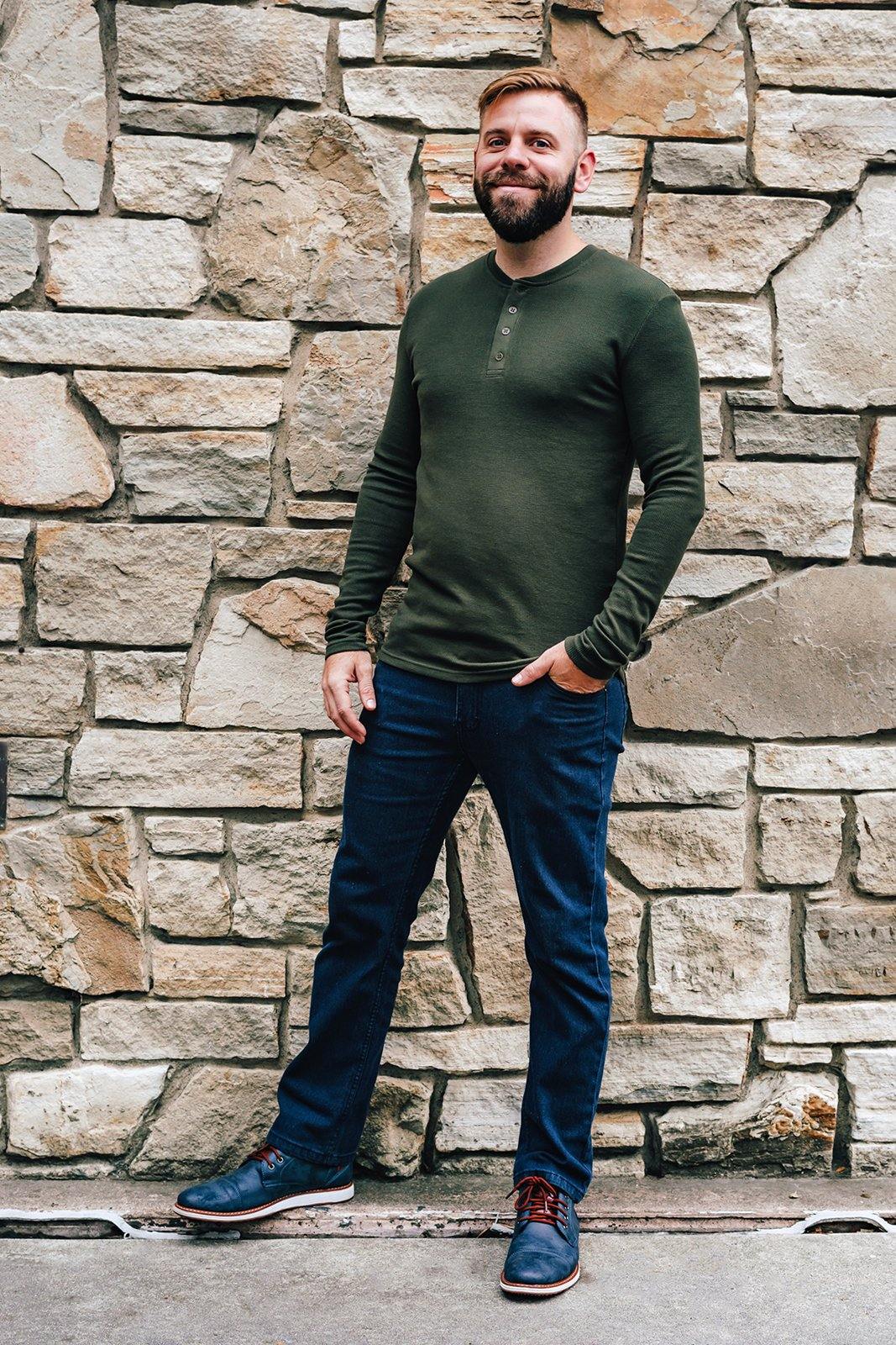 Dark Olive Thermal Henley - Identity Boutique
