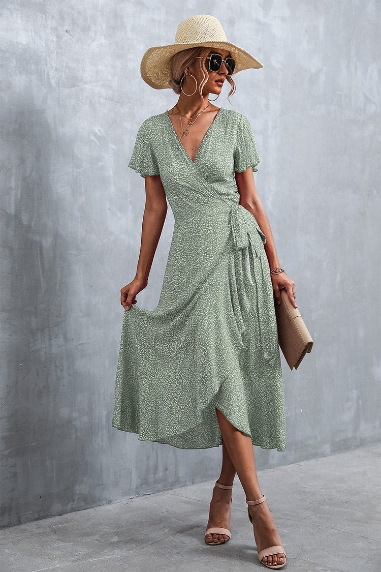 Boho Palm Paradise Short Sleeve Dress* – Identity Boutique