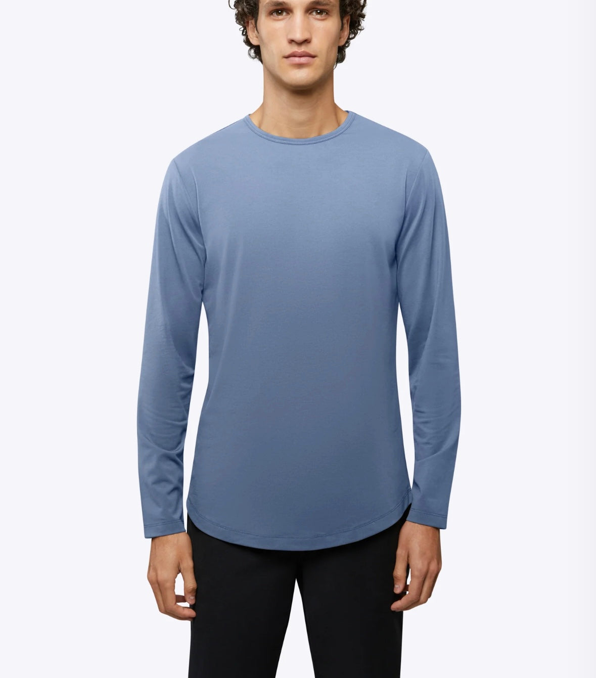 CUTS AO Long Sleeve  Curve Hem Tee in Stratus