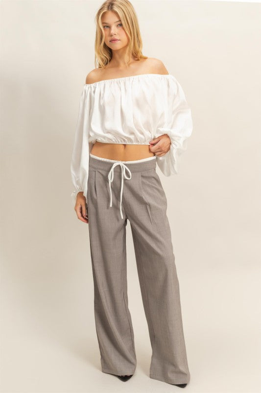 Elegant Off-shoulder Blouse With Balloon Sleeves