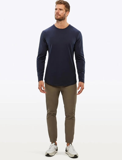 CUTS AO Long Sleeve  Curve Hem Tee in Pacific Blue