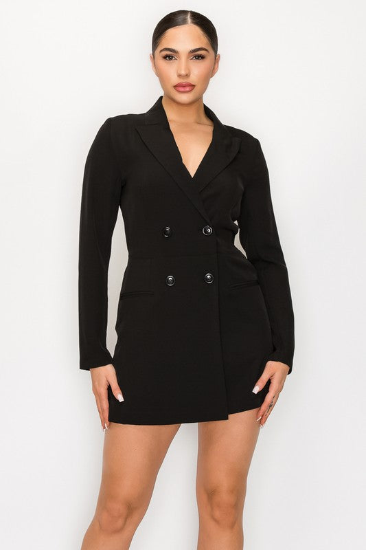 Notched Double Breasted Blazer Romper