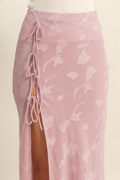 Elegant Floral Drawstring Maxi Skirt