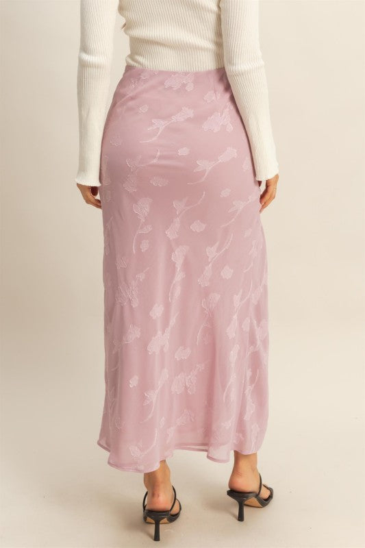 Elegant Floral Drawstring Maxi Skirt