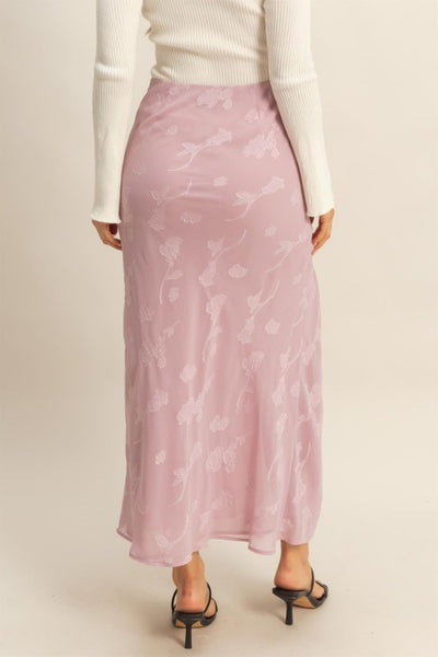 Elegant Floral Drawstring Maxi Skirt