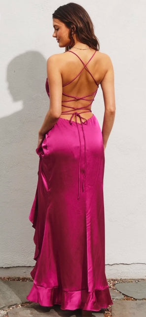 ruched open back maxi dress in red backless long sleeve dress Ruched Open Back Long Sleeve Maxi Dress