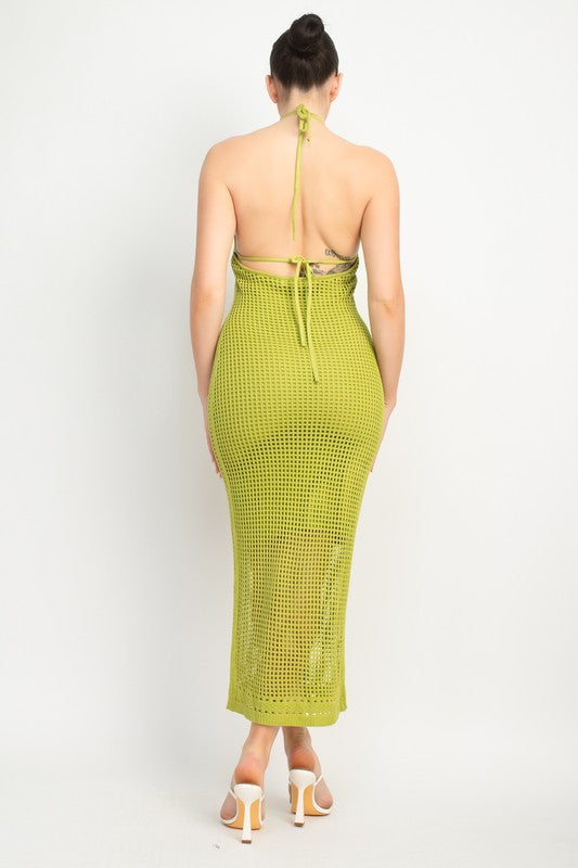 Crochet Knitted Halter Backless Bodycon Maxi Dress* Identity Boutique Crochet Knitted Halter Backless Bodycon Maxi Dress* Identity Boutique