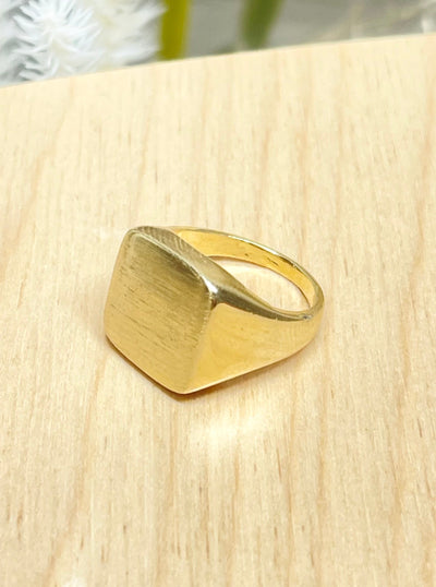 Brushed Gold Square Ring