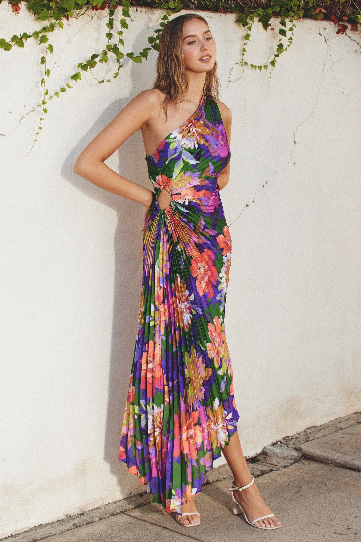 Olympia Asymmetrical Pleated Maxi Joyful Jubilee Dress