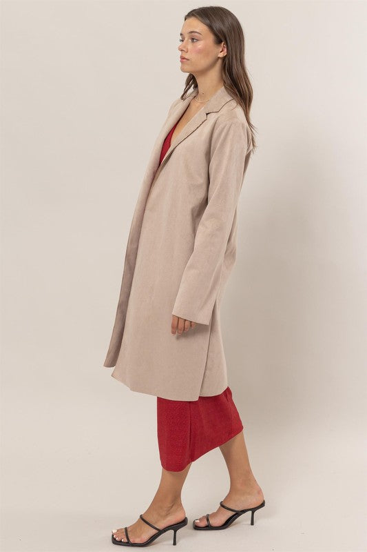 London Open Front Suede Coat