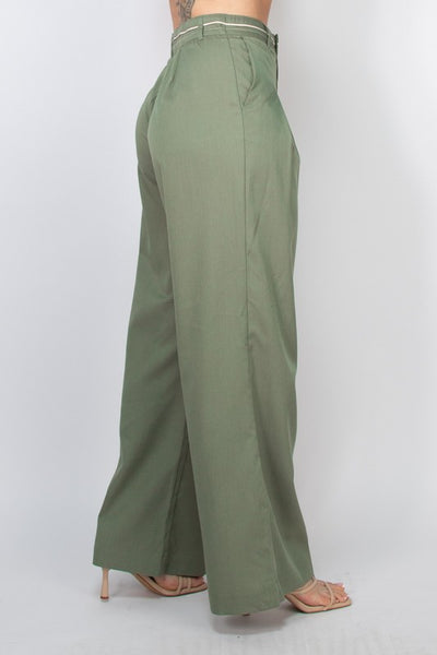 Pintuck Woven Wide Leg Pants