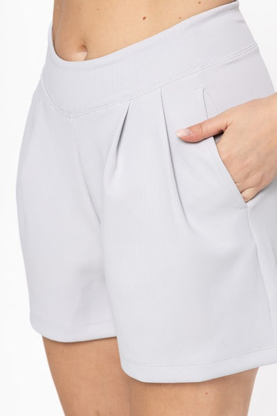 Identity Biz Pleated Office Wear Shorts in Pale Grey