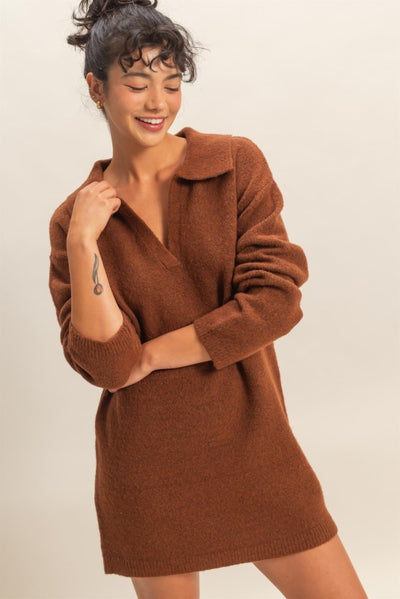 Polo Long Sleeve Sweater Dress