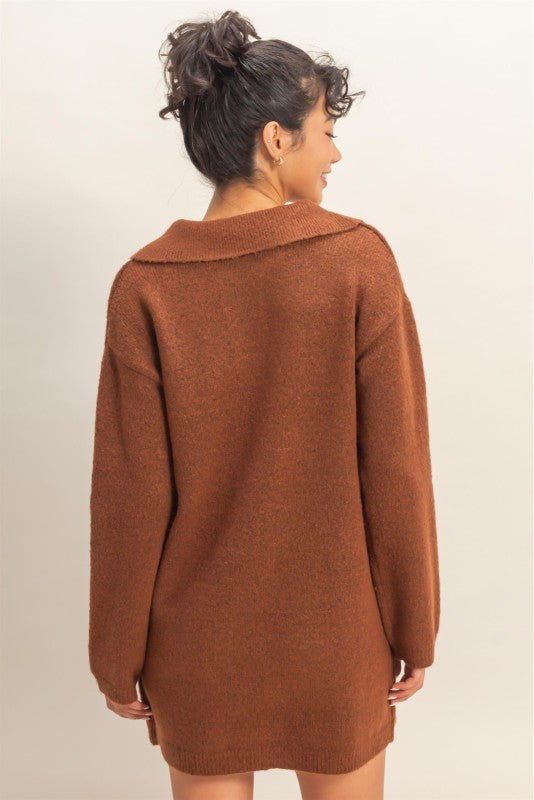 Polo Long Sleeve Sweater Dress