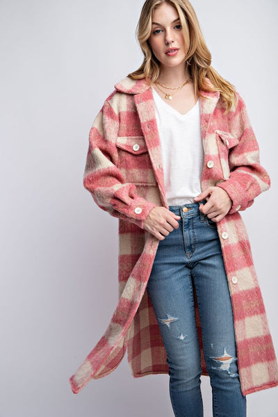 Pop of Pink Oversized Plaid Jacket