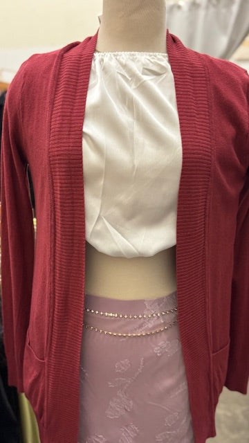 Open Front Casual Long Sleeve Knit Classic Cardigan with Pockets