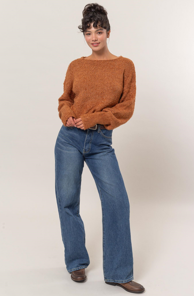 Trendy Crew Neck Long Sleeve Cropped Sweater