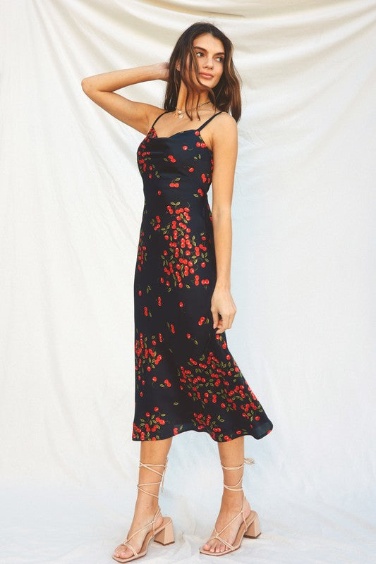 knee length dresses for ladies Sweet Cherry Red Plaid Midi Dress | Trendy Women's Dress main image 0