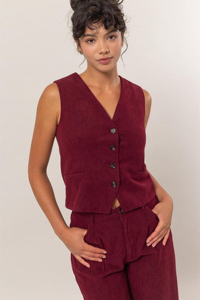 Wine Colored Corduroy Vest – Identity Boutique