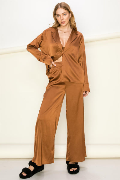 Get Your Groove On Lounge Set In Brown