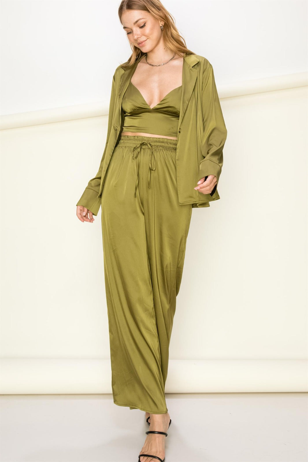 Get Your Groove On Lounge Set In Olive