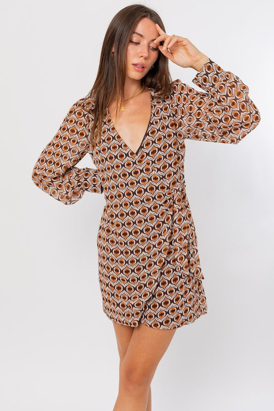 long sleeve date night dress Retro Revival Long Sleeve Wrap Dress – Identity Boutique