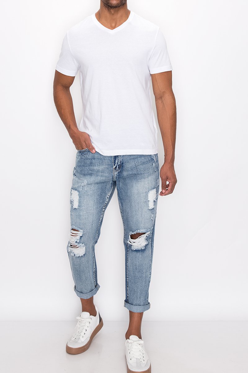 Distressed Cropped Denim Jeans