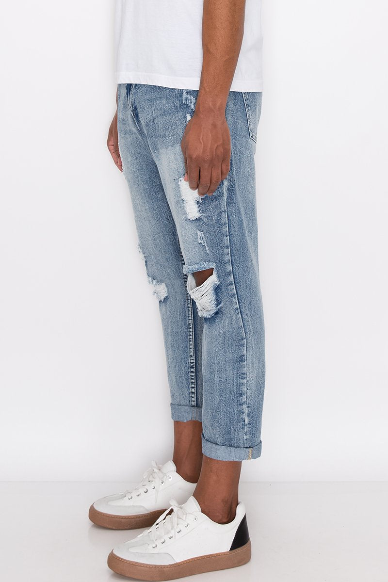 Distressed Cropped Denim Jeans