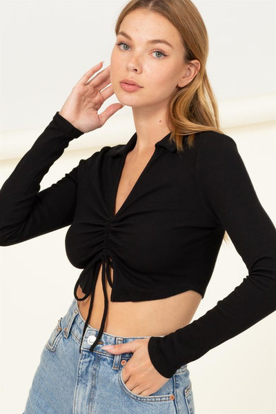 Patsy Cropped Long Sleeve in Black